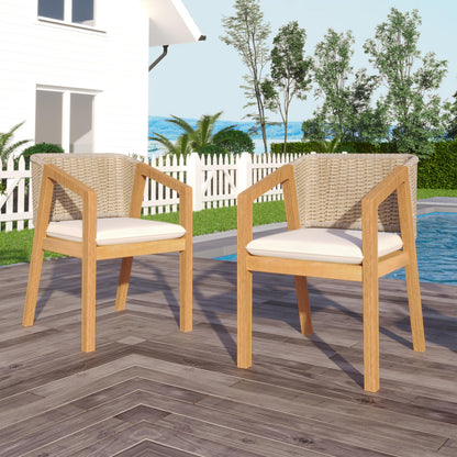Dining Chair set of 2 - side view showing rope backrest