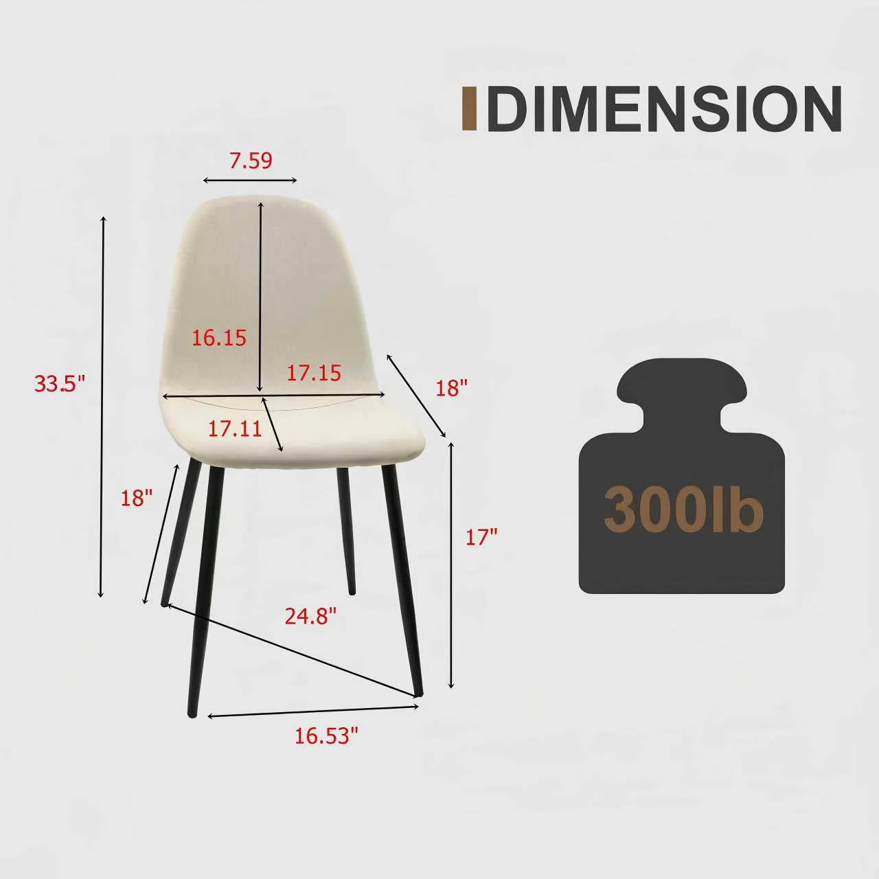 55" MDF Wood Colour Dining Table and Modern Dining Chair Set of 4, Mid Century Wooden Kitchen Table Set, Metal Base & Legs, Dining Room Table and Linen Chairs image 12