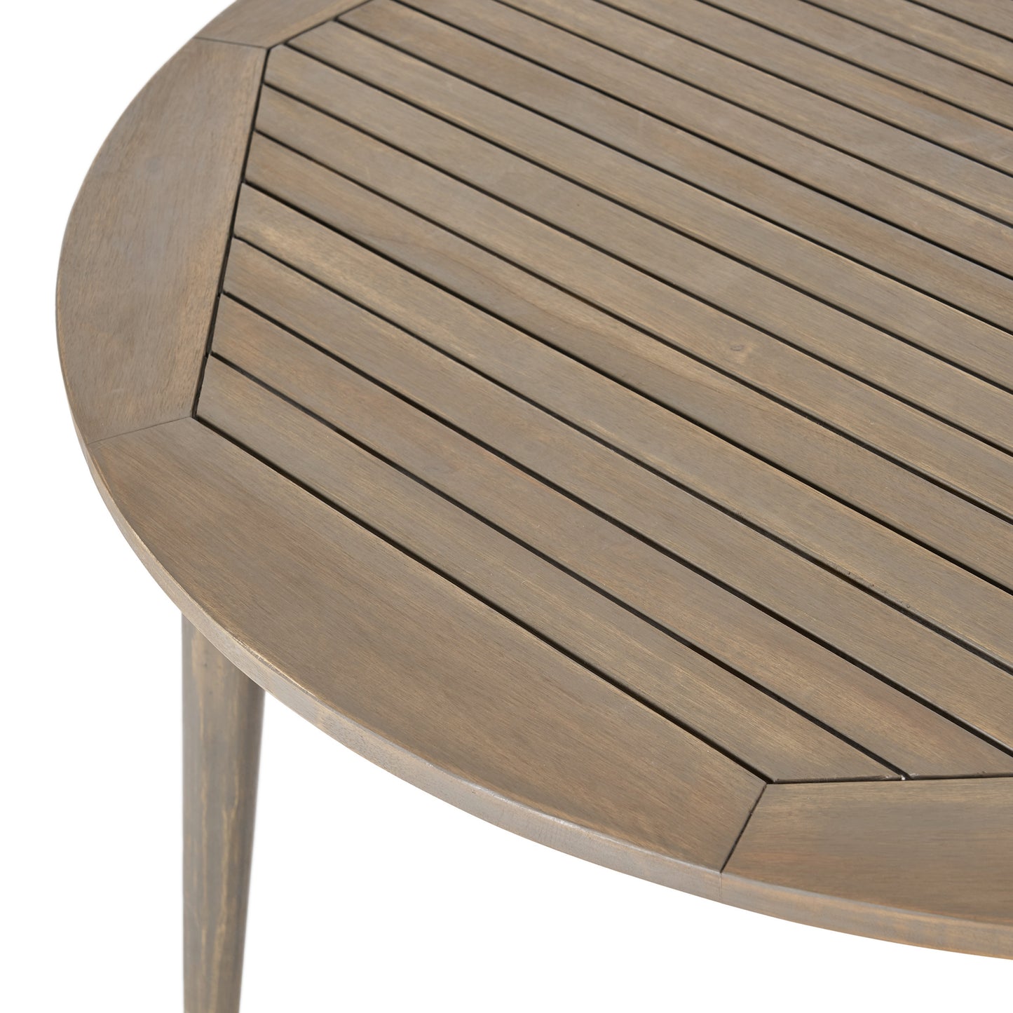 Round Acacia Wood Dining Table, Grey Finish, 47.25" Outdoor Patio Table with Slatted Top, Weather Resistant, 30" Height, for Backyard Garden(Original SKU:63119.00GRY) image 10