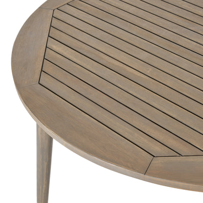 Round Acacia Wood Dining Table, Grey Finish, 47.25" Outdoor Patio Table with Slatted Top, Weather Resistant, 30" Height, for Backyard Garden(Original SKU:63119.00GRY) image 10