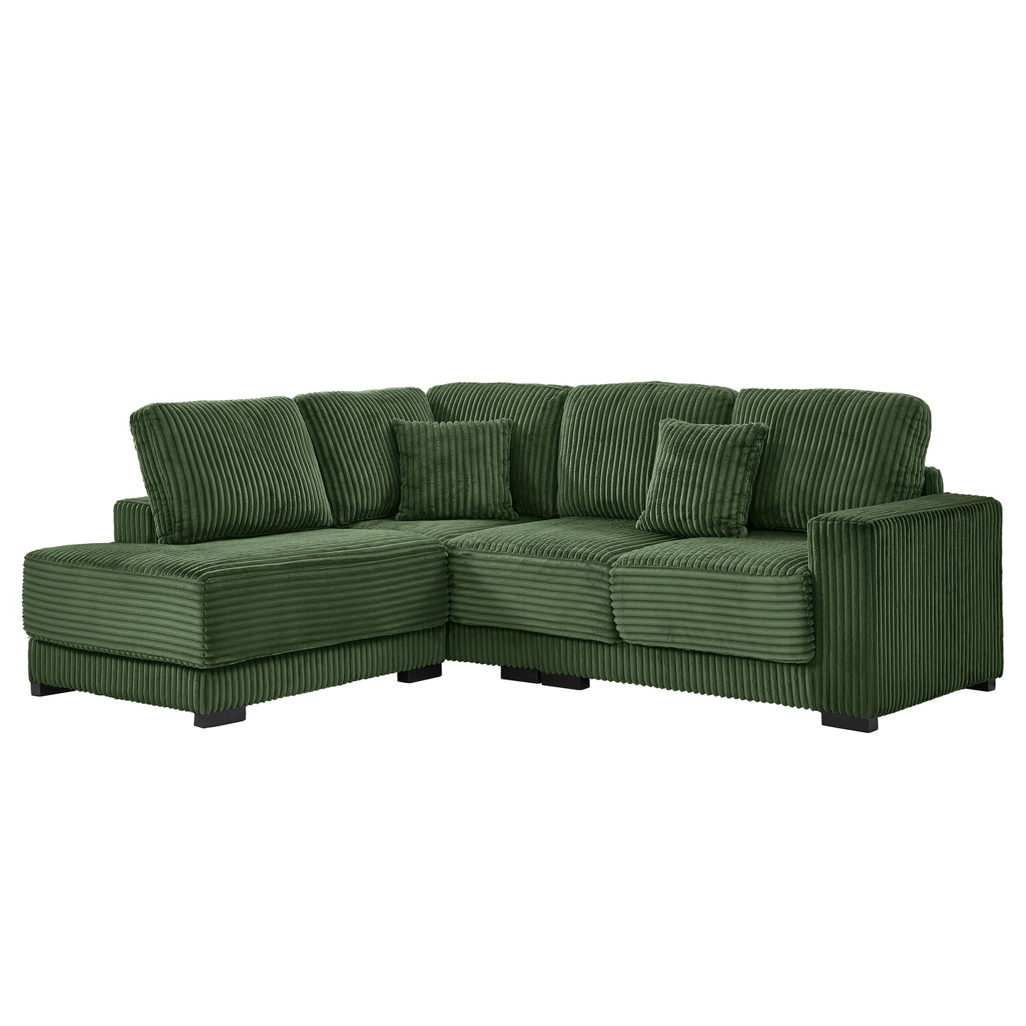 93" Sectional Sofa, L Shaped Sofa Couch with Reversible Chaise Lounge, Upholstered Soft Corduroy Couch for Living Room, Apartment (Green) image 9