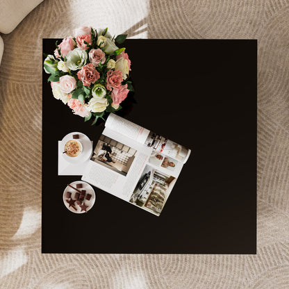 Square Glass Coffee Table in 33.5",Luxurious Geometric Metal Frame,Gold Finish & Lower Shelf image 9