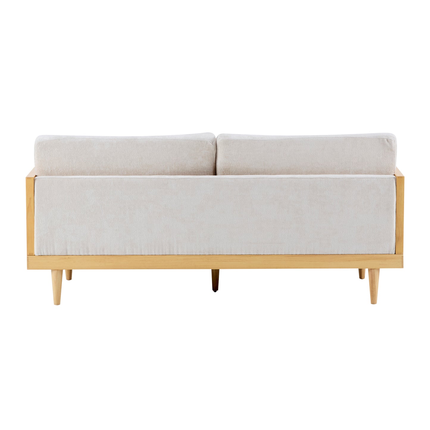 EMIR 72" Square Arm 3-Seater Boucle Sofa with Cane Rattan and Wooden Frame,Natural,Living Rooms,Bedrooms,Apartment Office image 3