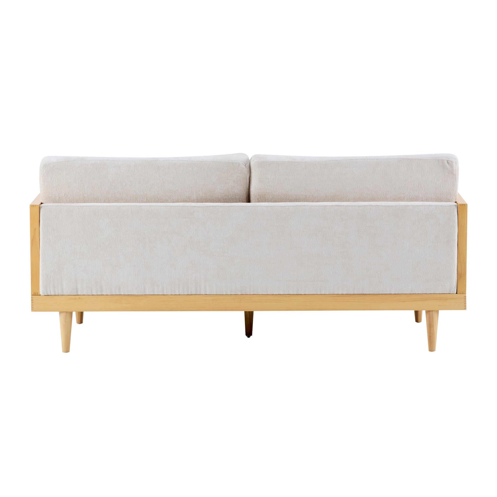 EMIR 72" Square Arm 3-Seater Boucle Sofa with Cane Rattan and Wooden Frame,Natural,Living Rooms,Bedrooms,Apartment Office image 3