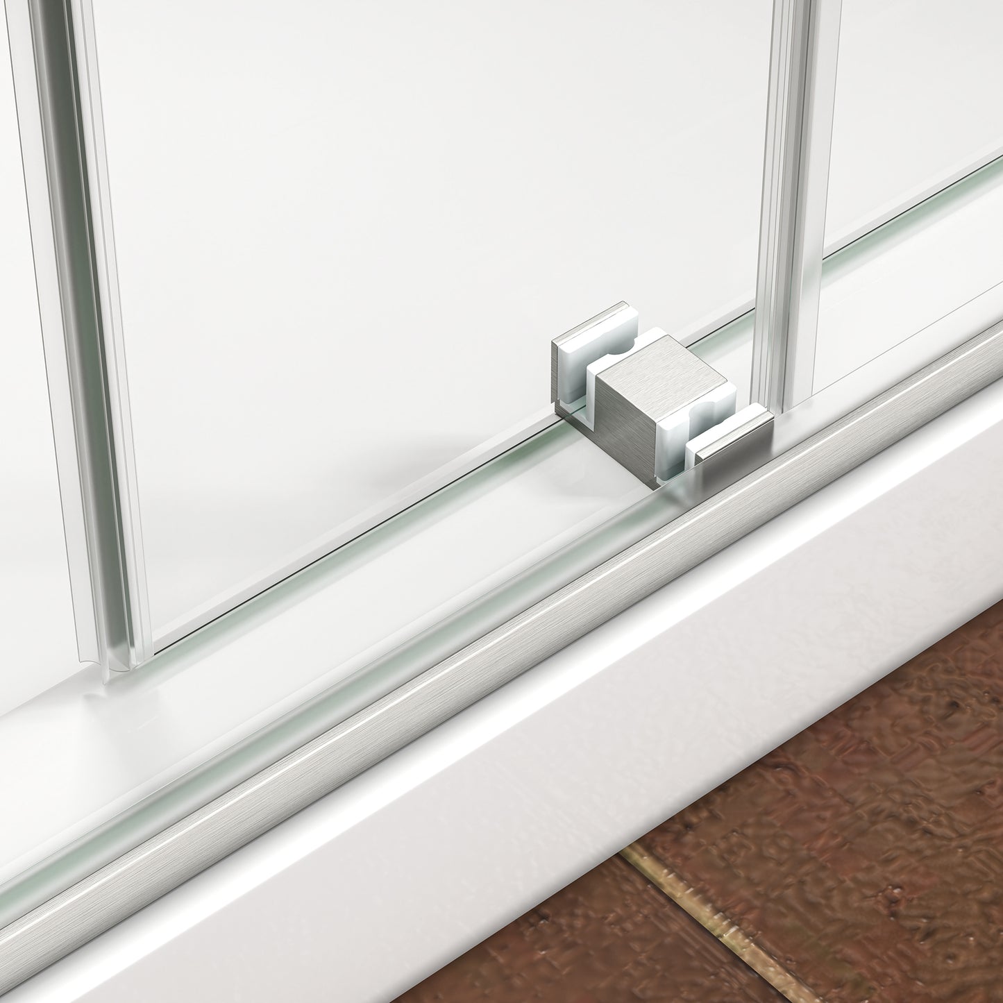 55"-60" W x 76" H Brushed Nickel Reversible Installation Double Bypass Sliding Shower Door Easy Installation Frameless Shower Door,5/16"(8MM) Tempered Glass With Nano Explosion-proof Film image 7