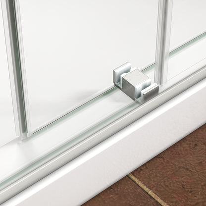 55"-60" W x 76" H Brushed Nickel Reversible Installation Double Bypass Sliding Shower Door Easy Installation Frameless Shower Door,5/16"(8MM) Tempered Glass With Nano Explosion-proof Film image 7