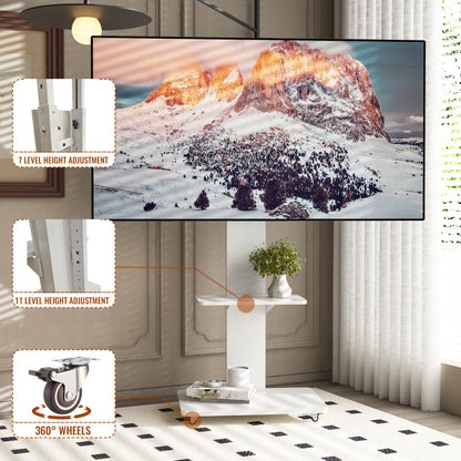 TV Stand with Shelf for Living Room, Bedroom,Offices,Mobile TV Cart for 32-75 inches,Floor Stand with Mount on Lockable Wheels,White image 8