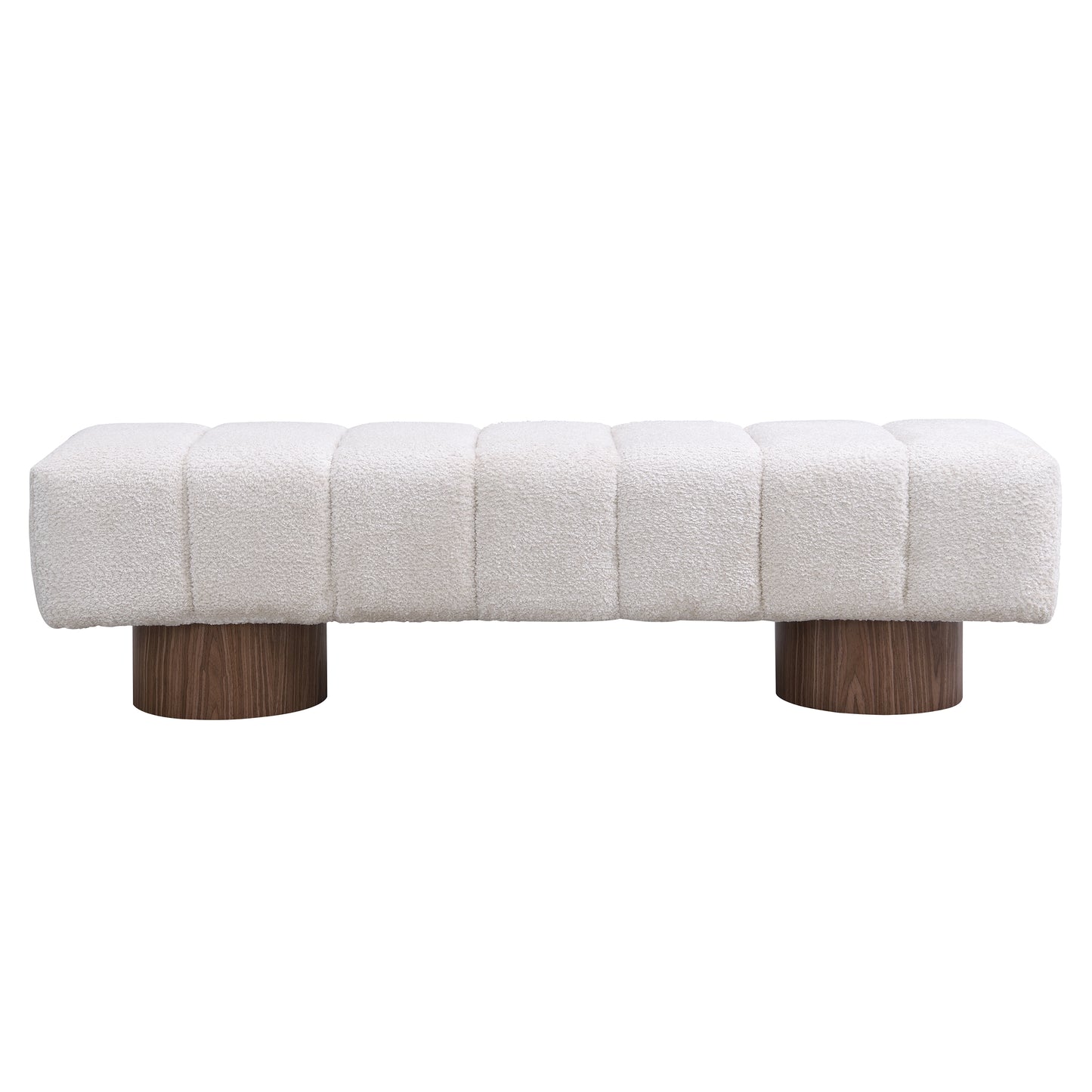Upholstered Dining Bench for Dining Room, No-Assembly End of Bed Entryway Bench Ottoman for Bedroom Living Room, Beige Faux Fur Fabric, 300 LBS Weight Capacity image 4