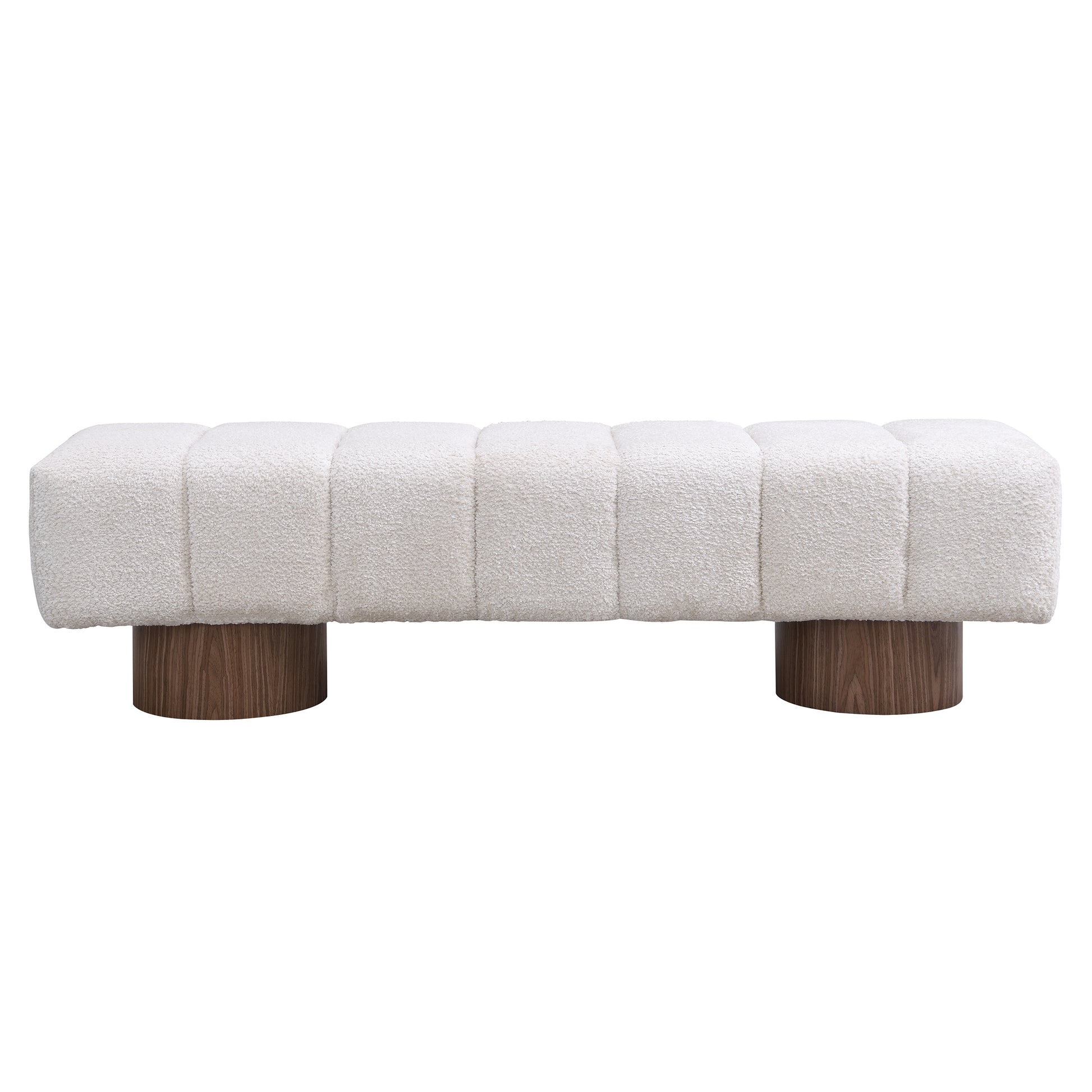 Upholstered Dining Bench for Dining Room, No-Assembly End of Bed Entryway Bench Ottoman for Bedroom Living Room, Beige Faux Fur Fabric, 300 LBS Weight Capacity image 4