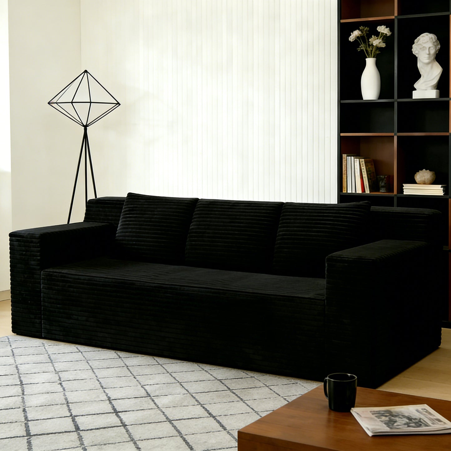 71" 3Setaser Sofa,Corduroy Fabric,Deep Seat Couches,Comfy Loveseat Sofa,No Assembly,1pcs for Living room, Bedroom,Conference room,Apartment image 9