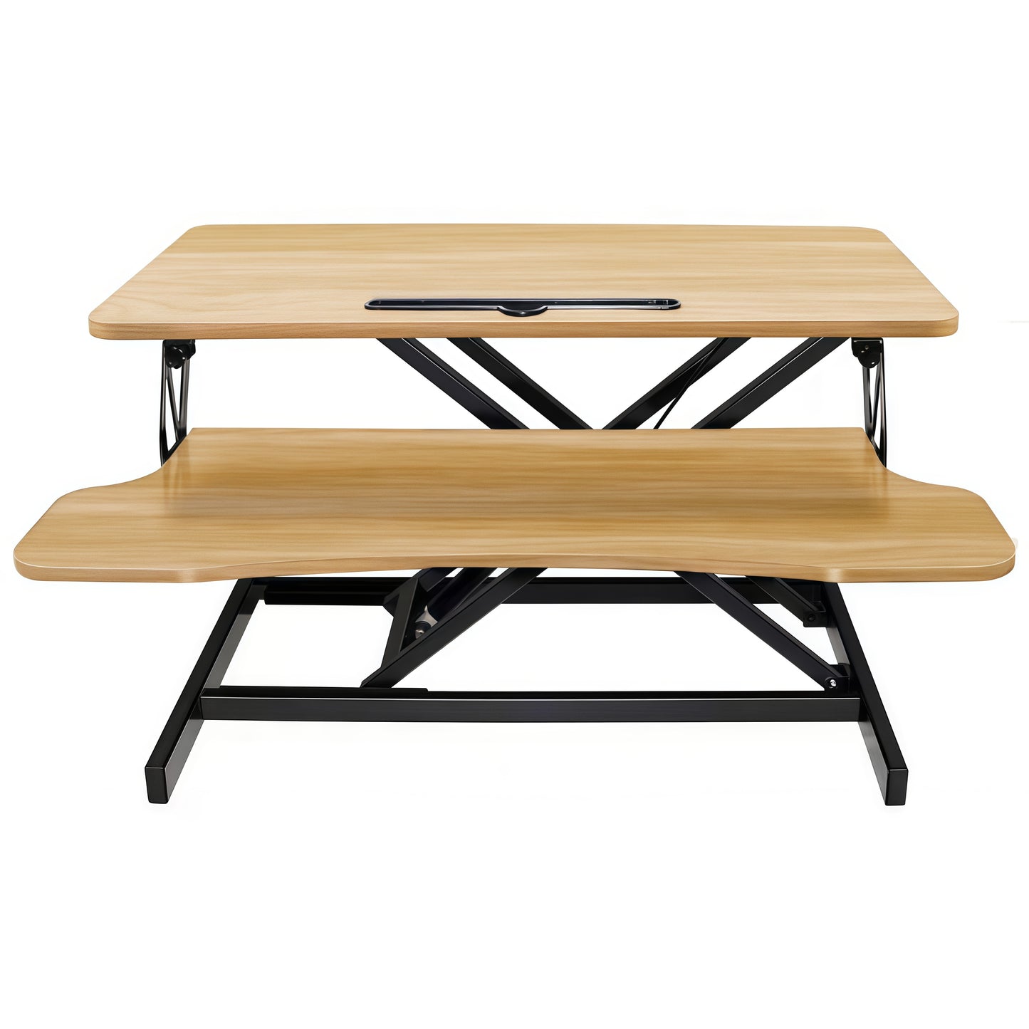 32 Inch Desk Converter, Height Adjustable Sit to Stand Riser, Dual Monitor and Laptop Workstation with Wide Keyboard Tray, Standing Computer Desk, Natural Color image 10