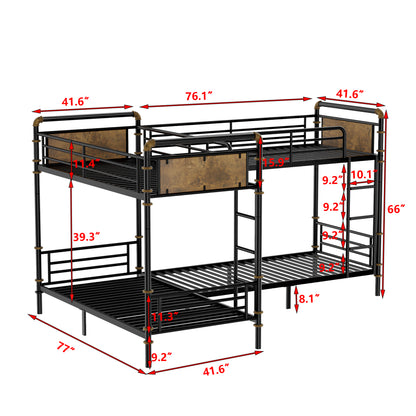 Quad Bunk Bed for 4 Kids, Heavy Duty Metal Twin Bunk Bed Frame, Detachable Triple Bunk Bed, Can Be Divided Into 3 Twin Beds, Black(Old SKU W2580S00020) image 9