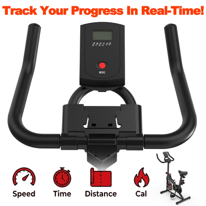 Indoor Exercise Bike, Stationary Cycling Bike with Monitor, Adjustable Resistance, Comfortable Seat & Handlebars, Stable Base, Portable Design Home Fitness Workout Cycle for Daily Indoor Use image 6
