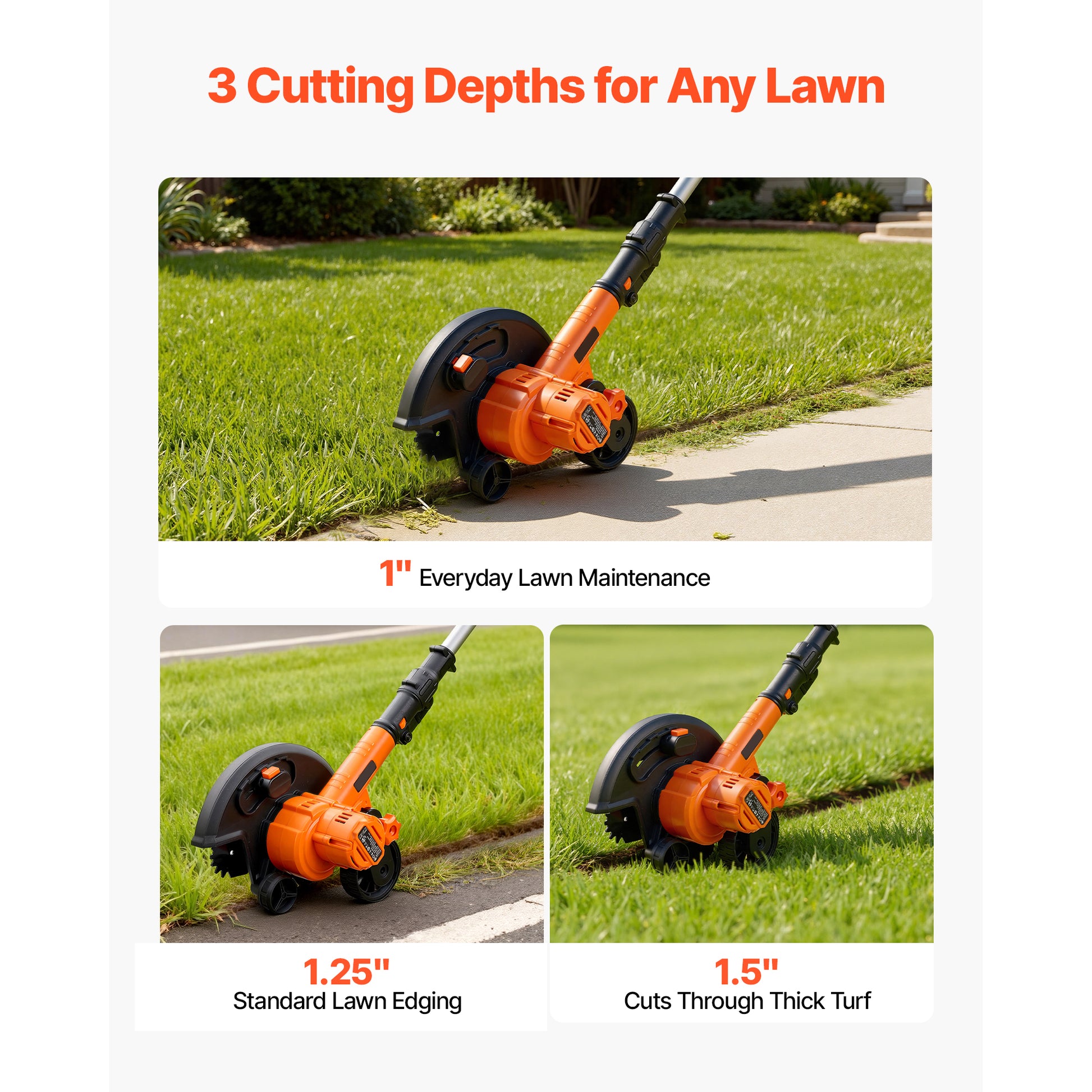 Lawn Edger, 8.8-inch Blade Length, Battery Powered Cordless Edger Lawn Tool, with 3-Position Blade Depth, 4000 mAh Battery and Charger Included, for Lawns, Driveways, Yards, and Sidewalk Edges image 4