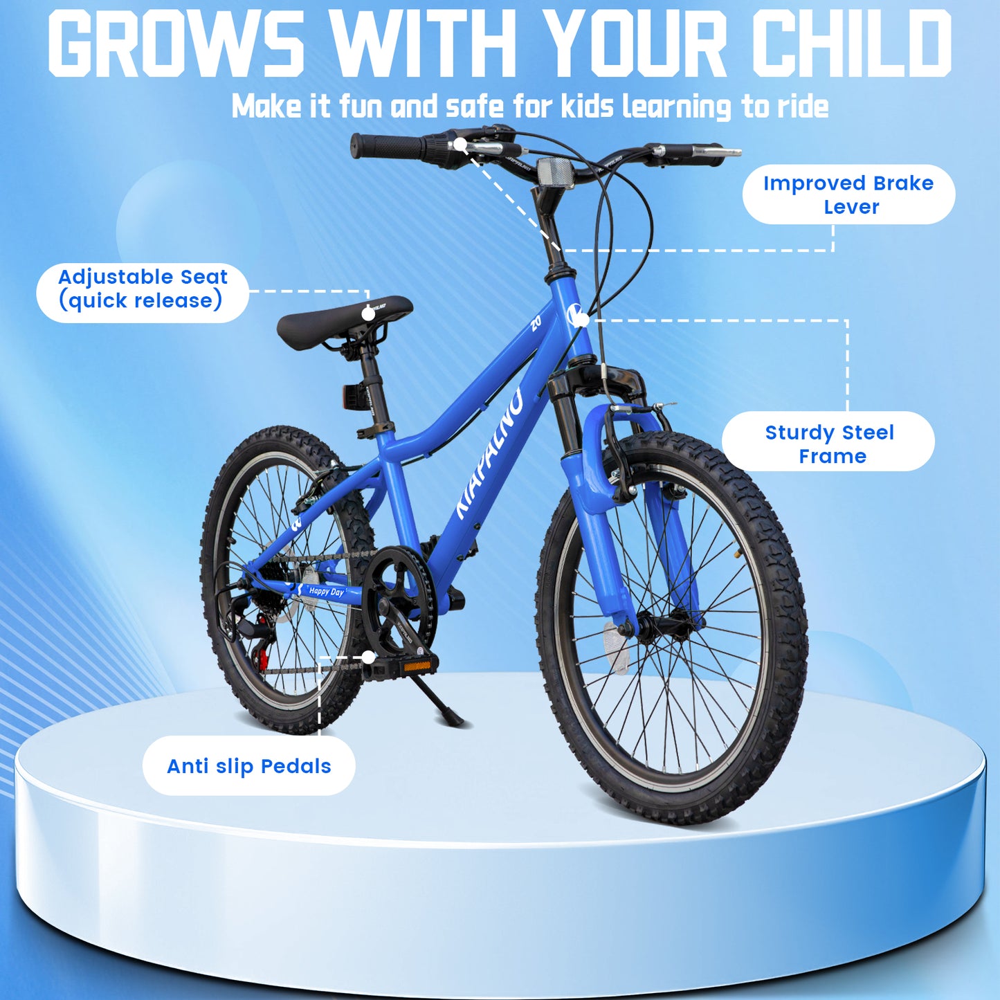 20 Inch Mountain Bike, 7-Speed Adult Dual-Suspension Mountain Bicycle with Sturdy Steel Frame, Excellent Twist Shifting, Dual Handbrake & Adjustable Seat for Men Women image 5