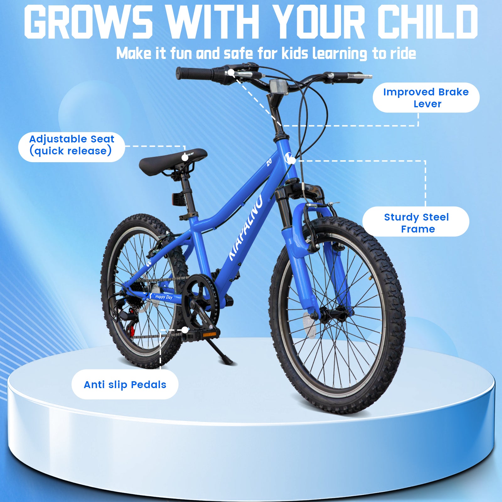 20 Inch Mountain Bike, 7-Speed Adult Dual-Suspension Mountain Bicycle with Sturdy Steel Frame, Excellent Twist Shifting, Dual Handbrake & Adjustable Seat for Men Women image 5