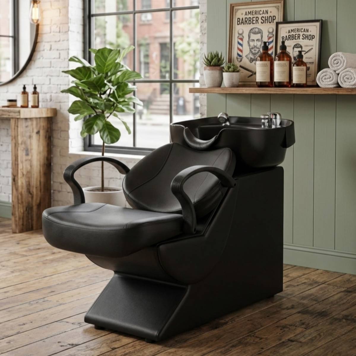 New Backwash Barber Chair ABS Plastic Shampoo Bowl Sink Unit Station Spa Salon Equipment,Black image 1