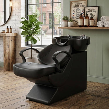 New Backwash Barber Chair ABS Plastic Shampoo Bowl Sink Unit Station Spa Salon Equipment,Black image 1