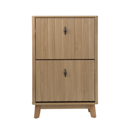 23.6-inch entryway shoe cabinet, ultra-thin flip-down large-capacity dustproof shoe rack for home use, medieval-modern freestanding shoe cabinet, oak color. image 9