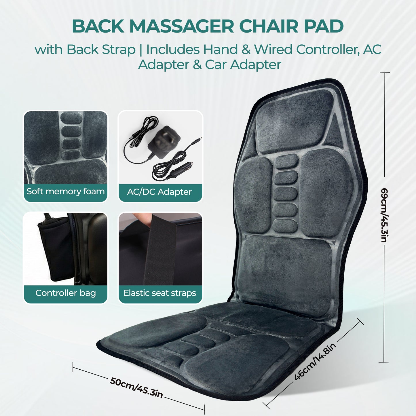 Back Massager with Heat - Massage Seat Cushion with 7 Motors, 3-Level Heat, 9 Modes & 9 Intensities,Massage Chair Pad for Home Office Car Use image 2