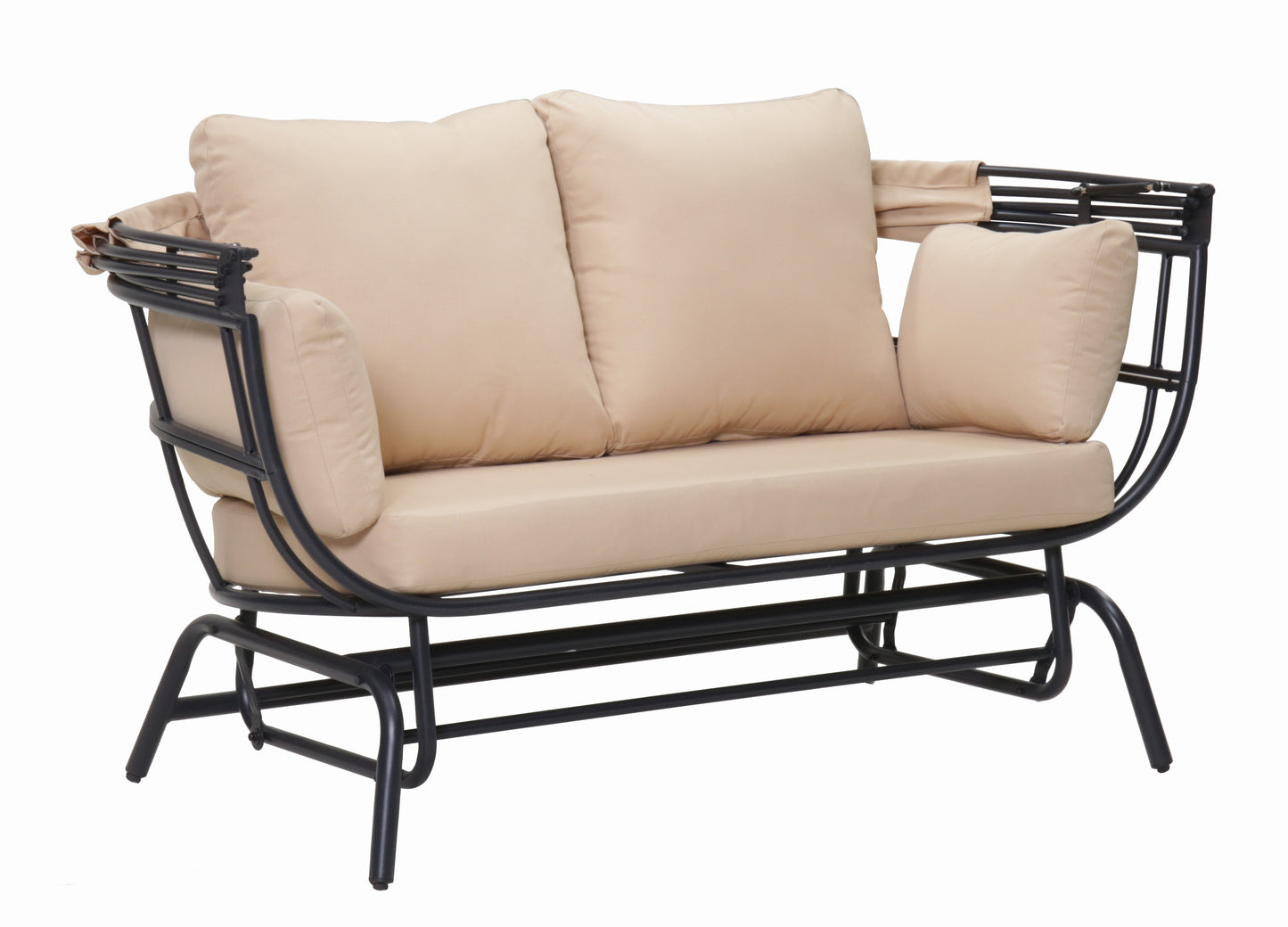 2-Person Outdoor Swing Chair with Adjustable Canopy, Modern Egg Shaped Rocking Lounge Chair with Thick Cushions & Pillows, Heavy-Duty Patio Hammock Chair for Garden, Balcony, Backyard image 6