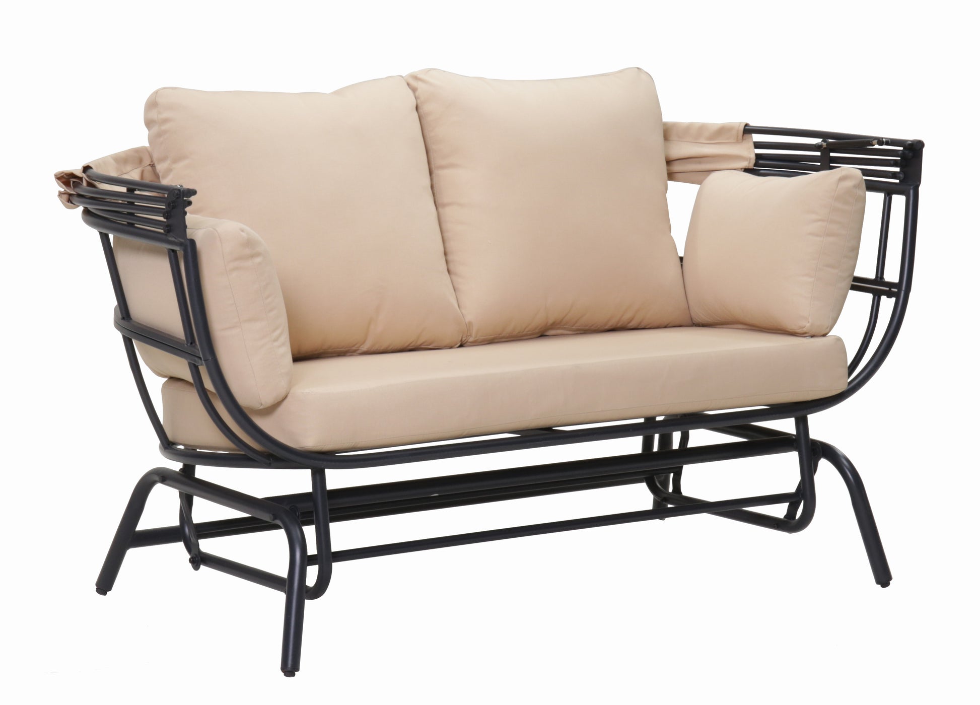 2-Person Outdoor Swing Chair with Adjustable Canopy, Modern Egg Shaped Rocking Lounge Chair with Thick Cushions & Pillows, Heavy-Duty Patio Hammock Chair for Garden, Balcony, Backyard image 6