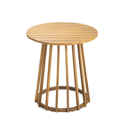 Outdoor 3-Pieces Acacia Wood Dining Set,Round Bistro Set, Teak image 4
