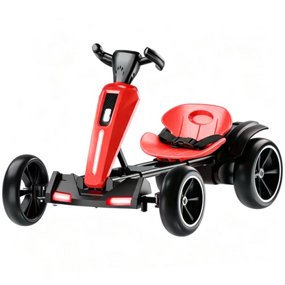 12V electric Kids Pedal Go Kart, Folder Go Kart, Outdoor Ride on Toy with Adjustable Seat, 4 Non-Slip EVA Wheels for Boys and Girls Aged 3-6 Years Old, Red image 1