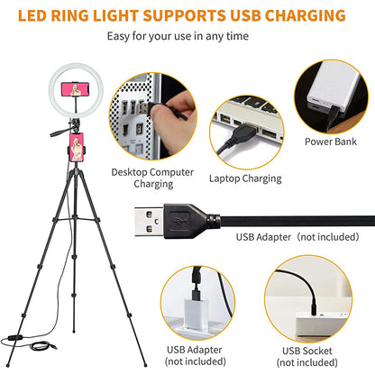10-inch triple LED ring light showing warm color mode