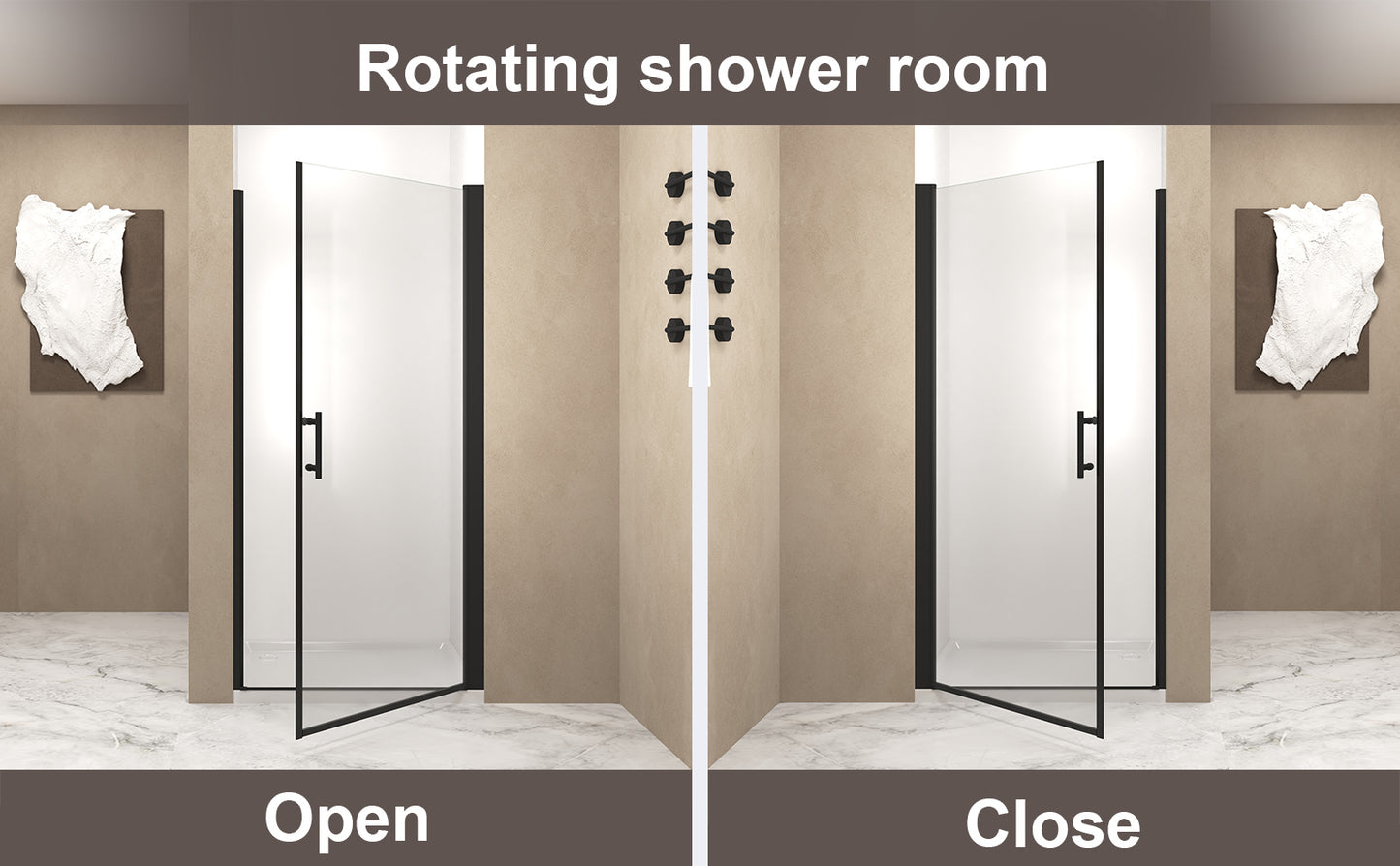 28"x 72" Pivot Shower Door, Matte Black Aluminum Frame, Half Frame,1/4"(6mm) Tempered Glass Explosion Proof Film,Stainless Steel Handle image 10