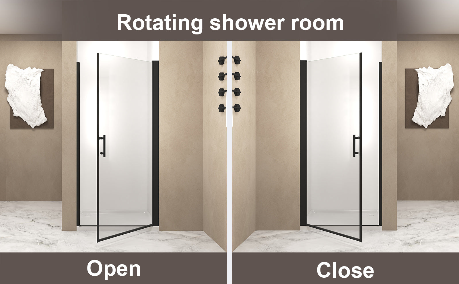 28"x 72" Pivot Shower Door, Matte Black Aluminum Frame, Half Frame,1/4"(6mm) Tempered Glass Explosion Proof Film,Stainless Steel Handle image 10