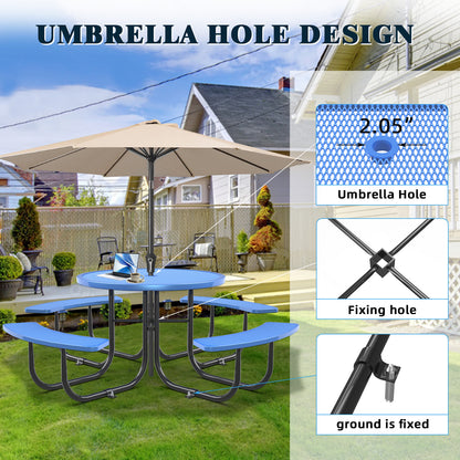 Blue Round Table & Chair Set with Umbrella Hole image 6