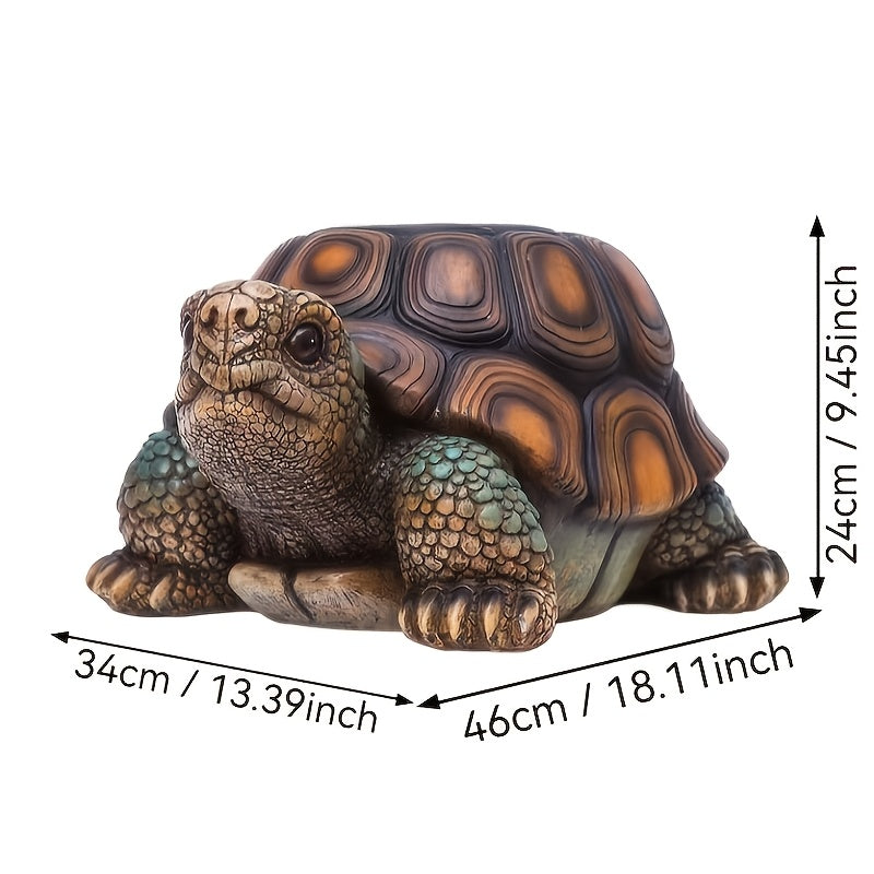 18" Garden Turtle Statue Stool, Simulated Animal Resin Sculpture, Multi-Purpose Decorative Stool for Living Room, Balcony, Office, Garden, Courtyard & Lawn image 3