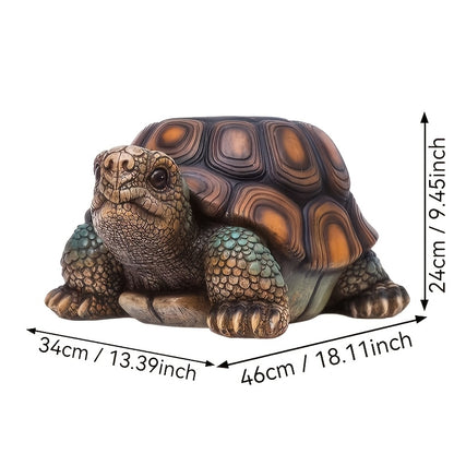 18" Garden Turtle Statue Stool, Simulated Animal Resin Sculpture, Multi-Purpose Decorative Stool for Living Room, Balcony, Office, Garden, Courtyard & Lawn image 3