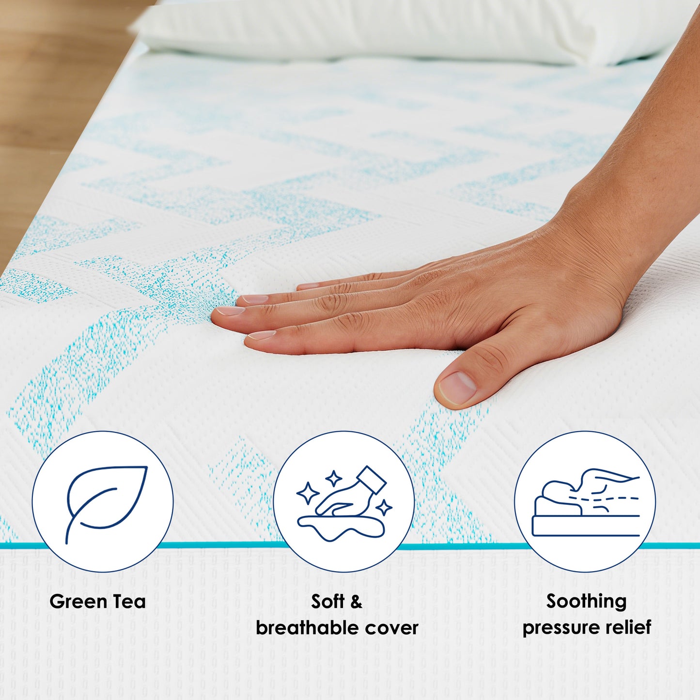 10-inch RV Latex Memory Foam Mattress, short queen size, large format, free of glass fibers, medium hardness texture, breathable memory foam. image 3