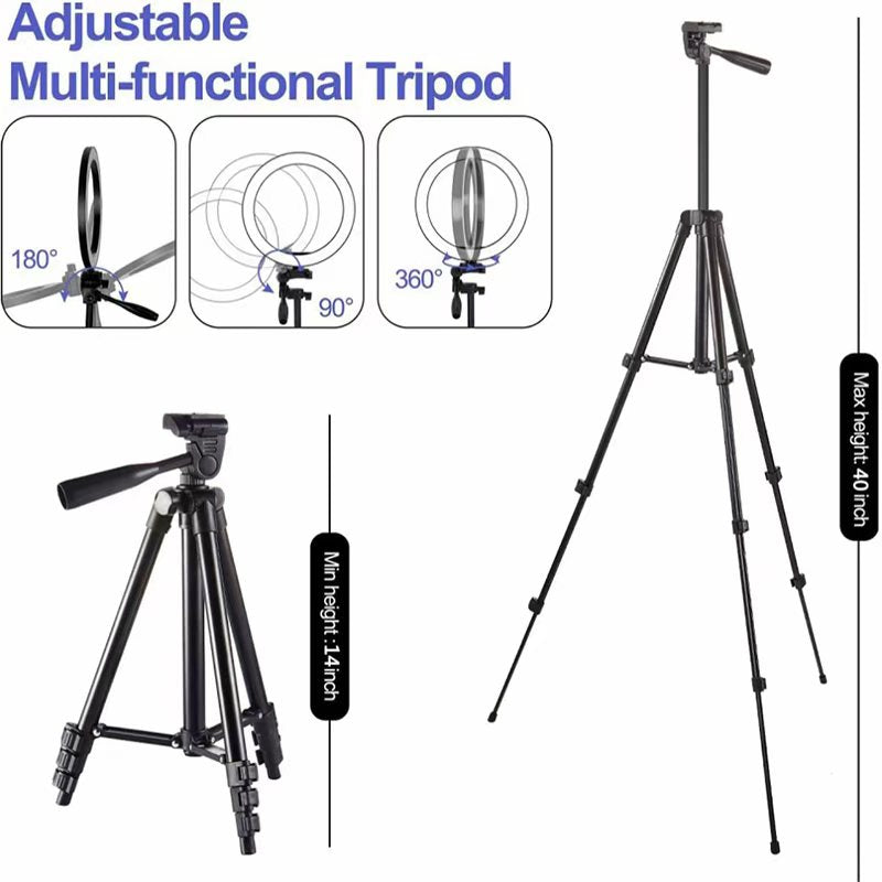 10-inch triple LED ring light showing cool color mode