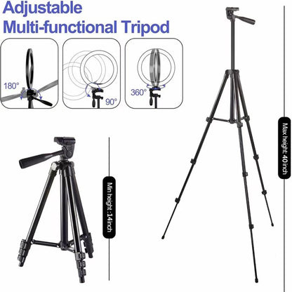 10-inch triple LED ring light showing cool color mode