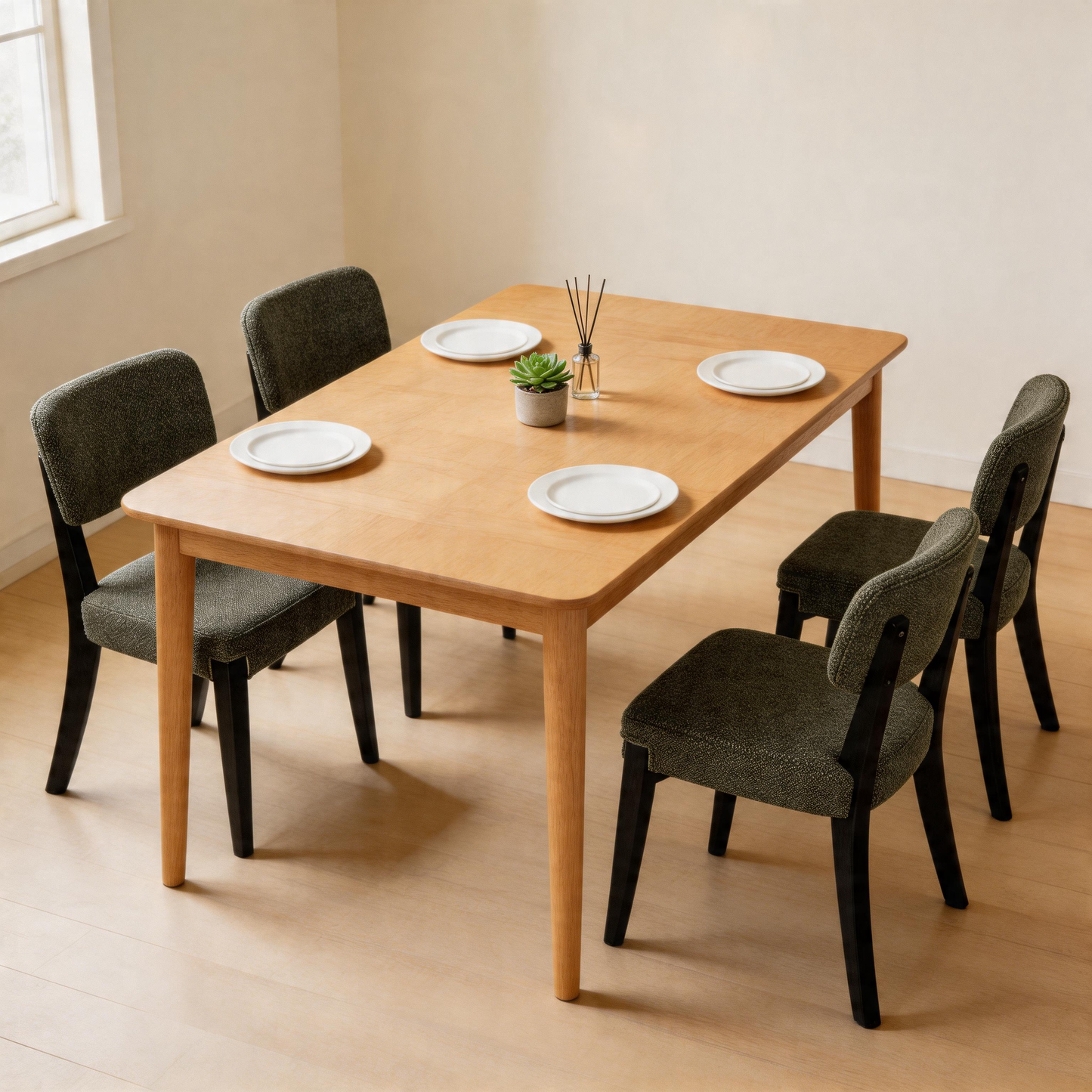 Modern Armless Dining Chairs Set of 2, Green, Contemporary Side Chairs with Wood Legs - Versatile Accent Chairs for Dining Room, Kitchen, or Living Room image 4