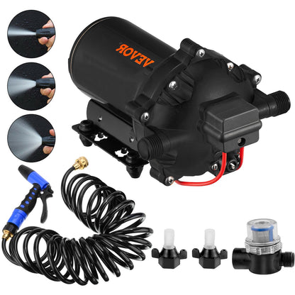 VEVOR Water Pump, 12V DC / 110V Self Priming Diaphragm & Dec Deck Wash Pump Kit - 12V DC, 70 PSI