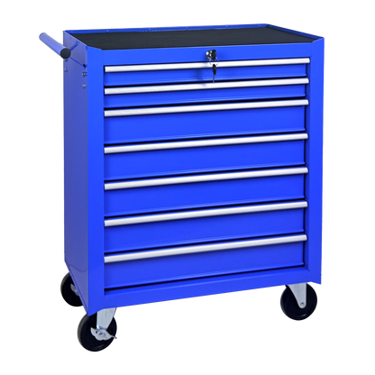 Rolling Tool Chest with 7-Drawer Tool Box with Wheels Multifunctional Tool Cart Mechanic Tool Storage Cabinet for Garage, Warehouse, Workshop, Repair Shop -BLUE image 3