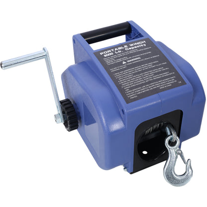 12v 2000lbs Trailer Winch,Reversible Electric Winch,for Boats up to 5000 lbs,Galvanized Wire Rope,with extra pulley hook, Rapid Mount, wirelss remote control,power in and power out.blue plastic casing image 5