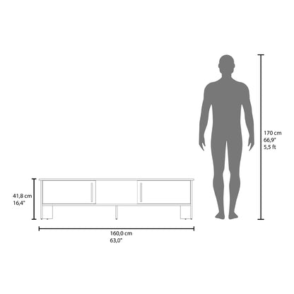 Noe Thornevia 65" Entertainment Stand – Modern TV Console with Open Storage Shelves image 9