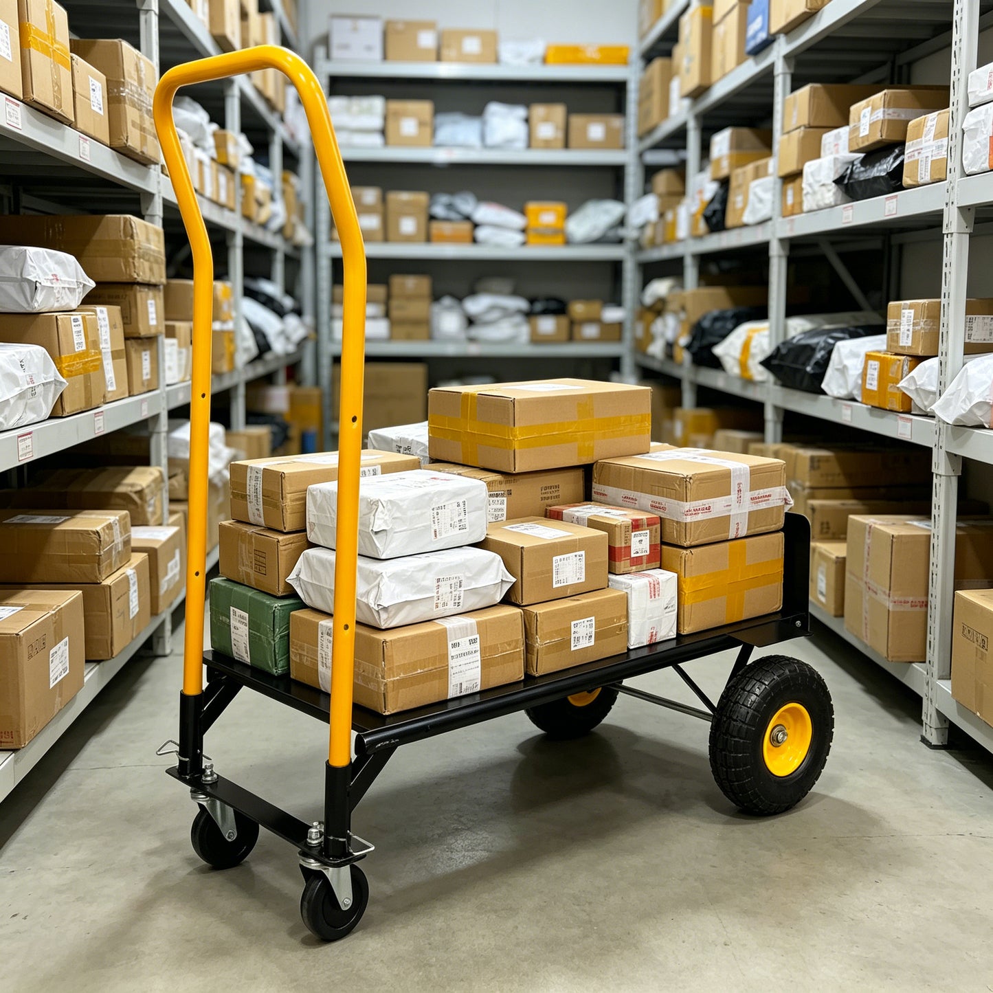 HT1006BK-YL Hand Truck Dual Purpose 2 Wheel Dolly Cart and 4 Wheel Push Cart with Swivel Wheels 330 Lbs Capacity Heavy Duty Platform Cart for Moving/Warehouse/Garden/Grocery image 7