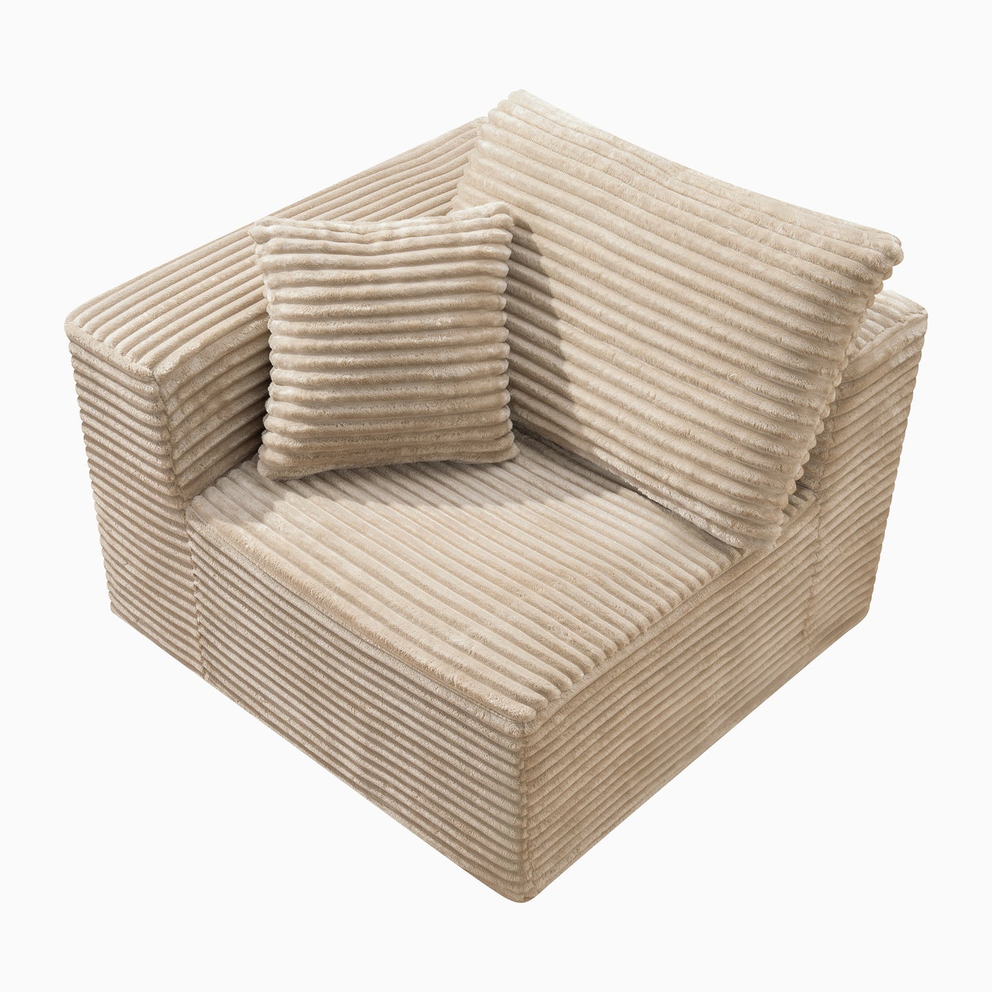 Camel Corduroy Modular Compression Sofa, Legless Floor-Hugging Armless Accent Chair for Living Room Bedroom image 6