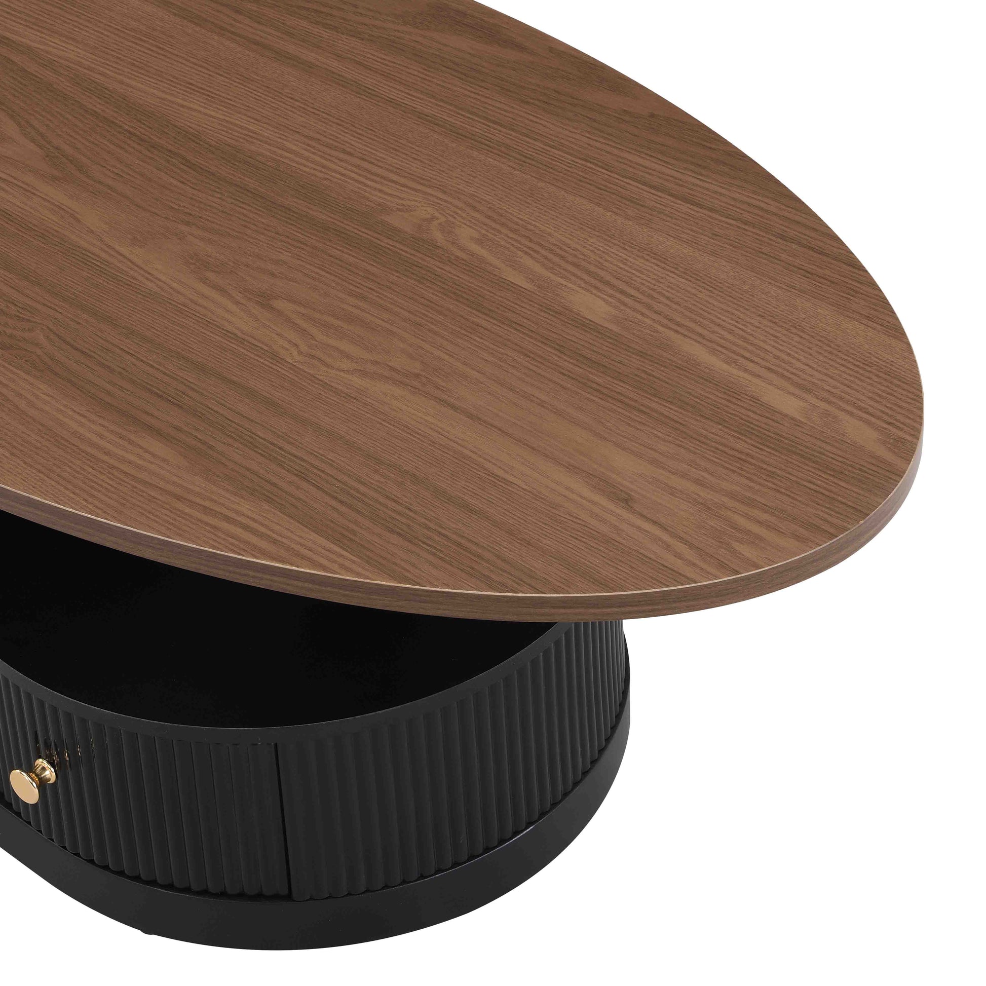 Luxury Nesting Coffee Table Set of 2, Tables with Storage for Living Room, Oval and Round Table Set, Black Center Table, Cocktail Table, Side Table, Large 47.24'', Small 19.69'' image 10