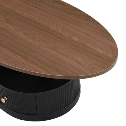 Luxury Nesting Coffee Table Set of 2, Tables with Storage for Living Room, Oval and Round Table Set, Black Center Table, Cocktail Table, Side Table, Large 47.24'', Small 19.69'' image 10