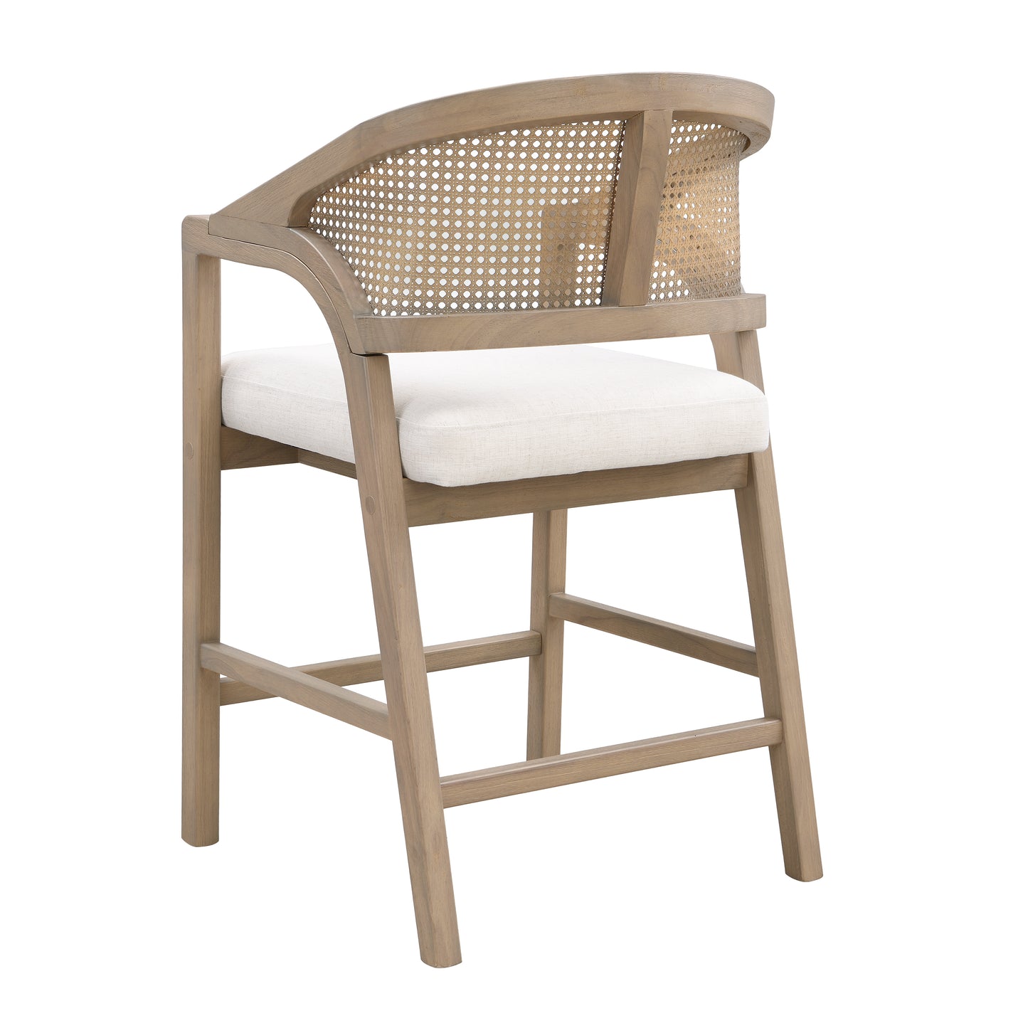 Wooden Frame Counter stool with rattan back-Light Ash-set of 2 image 4