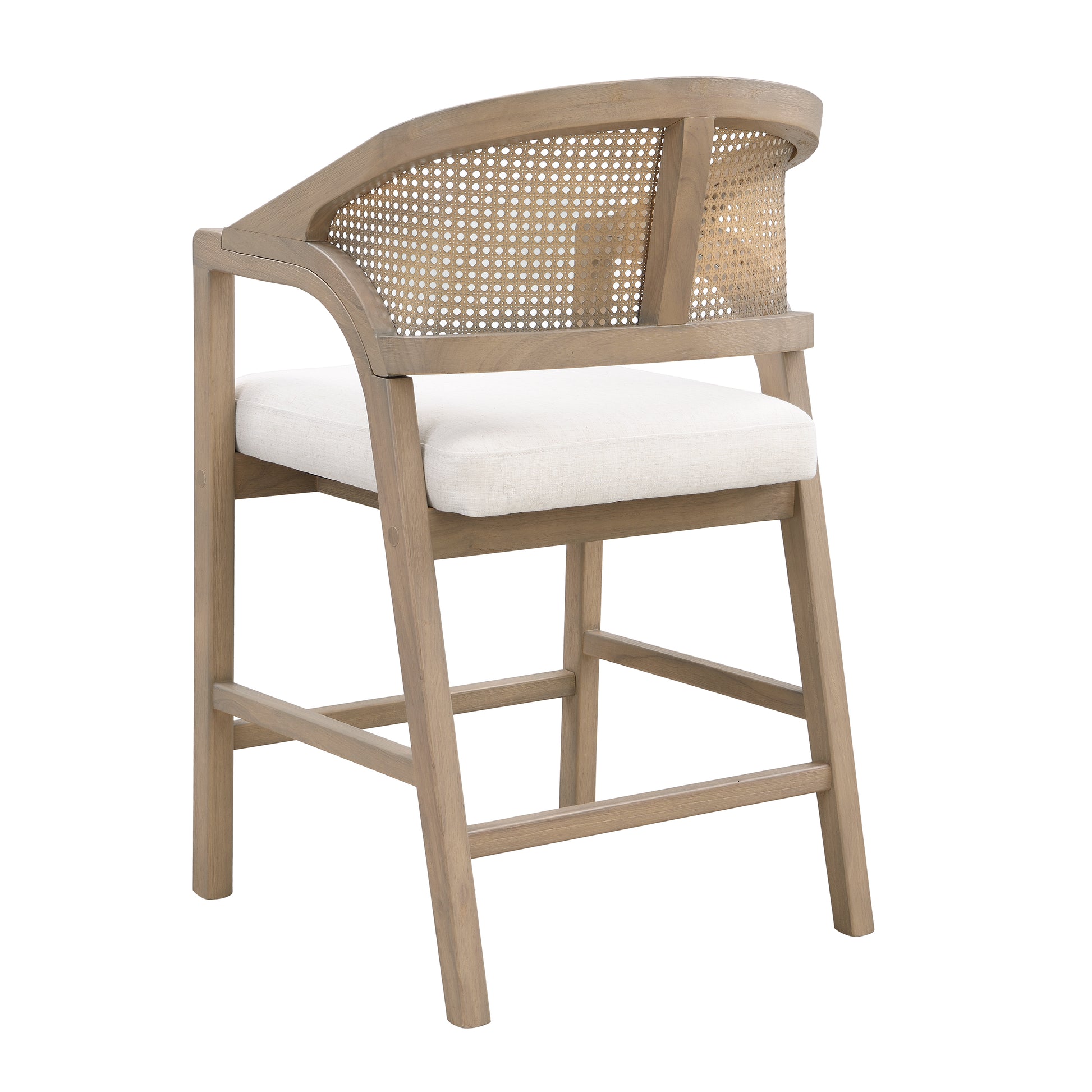 Wooden Frame Counter stool with rattan back-Light Ash-set of 2 image 4