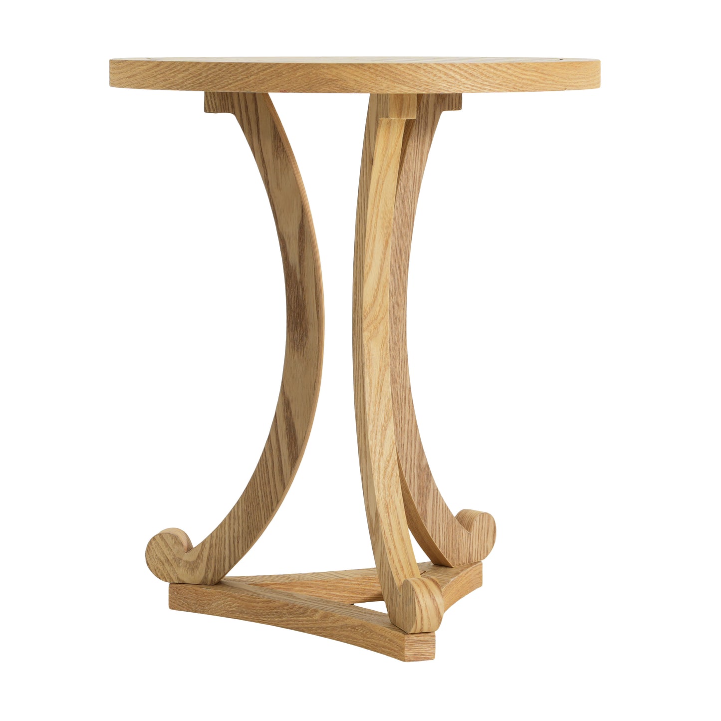 Natural Finish Round Wood Accent Table - Elegant Curved Base End Table for Living Room, Bedroom, or Patio image 9