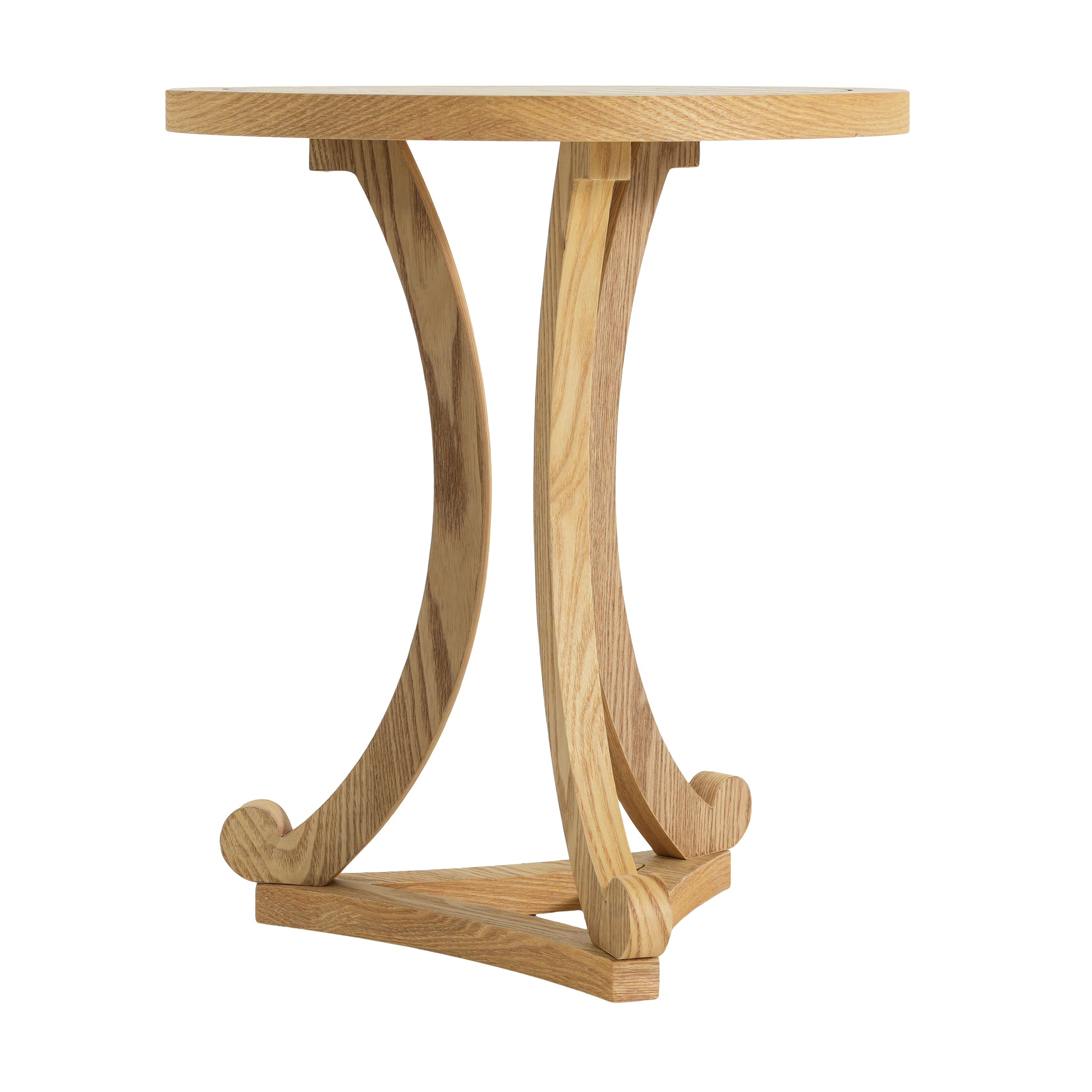 Natural Finish Round Wood Accent Table - Elegant Curved Base End Table for Living Room, Bedroom, or Patio image 9